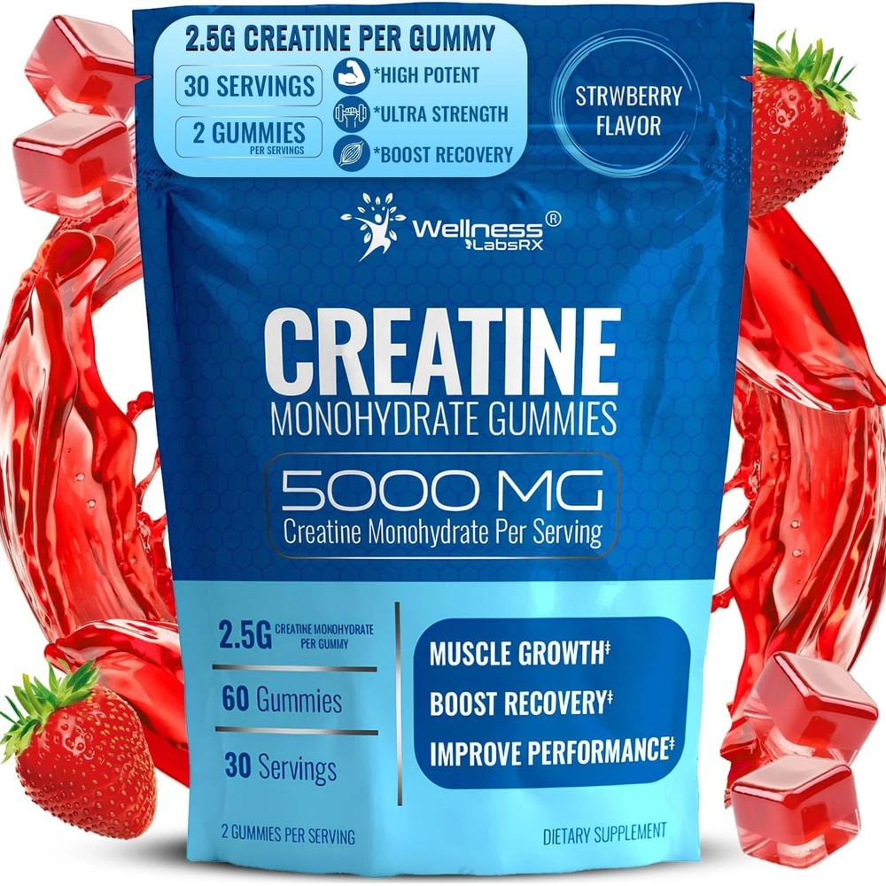 Creatine Gummies 5000mg 30 Servings Creatine Monohydrate Gummies – Third-Part…