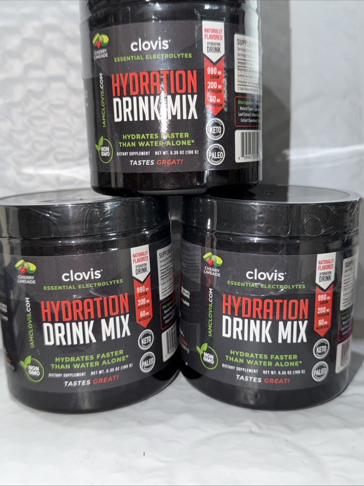 Clovis Essential Electrolytes HYDRATION DRIN Mix Cherry Limeade 3 Pack New)ex:27