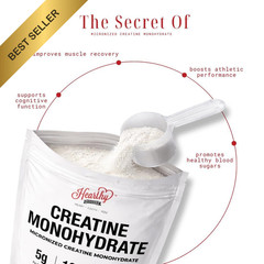 HEARTHY FOODS Creatine Monohydrate Micronized Powder 500G Unflavored 100 Serving