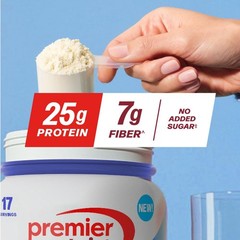 Premier Protein Powder Plus Fiber Vanilla 25G Protein 7G Fiber To Support Gut