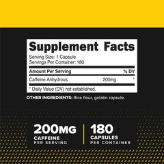 PrimaForce Caffeine Pills 200mg, 180 Capsules