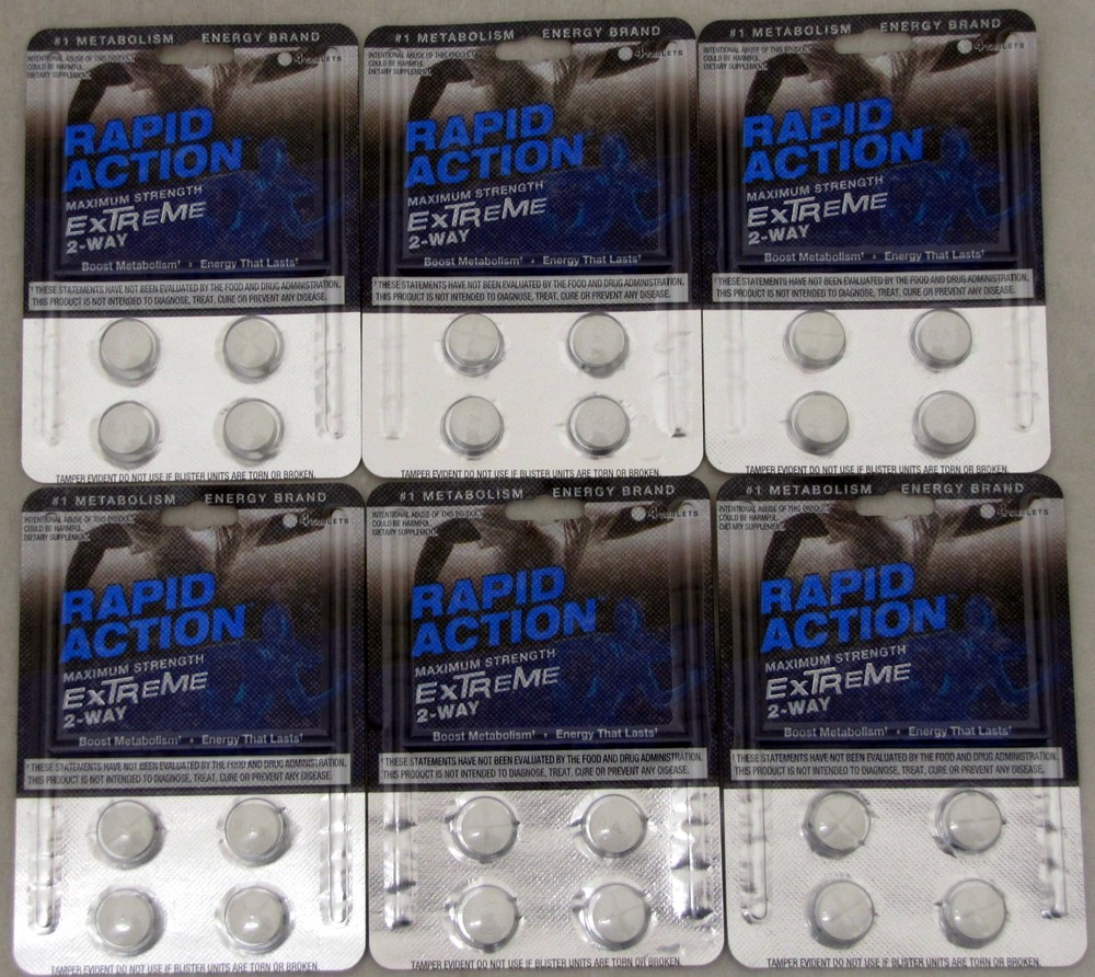 Rapid Action Extreme 2 Way Lasting Energy Boost Metabolism 6 packs 24 pills Max