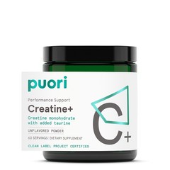 Puori Creatine Monohydrate Powder with Taurine 11.4 Ounce (Pack of 1), White