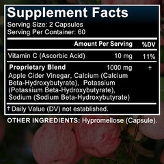 Apple Cider Vinegar BHB Salts Supplement Diet Pills Unisex Support Appetite
