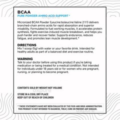 BCAA Powder 500g – Branched Chain Amino Acids – 100 Servings – Unflavored