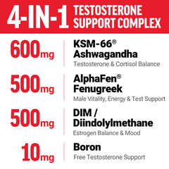 Force Factor Alpha King Supreme Elite Testosterone Booster w/ KSM-66, Fenugreek