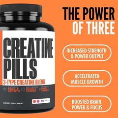 Creatine Pills, 5g 3X Pure Creatine Monohydrate Pills, Pre Workout Bulk Muscle M