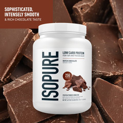 Isopure Low Carb 100% Whey Protein Isolate Chocolate Protein Powder, 25g, 1 lb