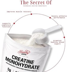 HEARTHY FOODS Creatine Monohydrate Micronized Powder 500G – 100 Servings, 5000mg
