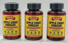 Lot of 3 Bragg Apple Cider Vinegar 90 Capsules Each Dietary Supplement EXP 03/27
