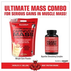 MuscleMeds Carnivor Mass Anabolic Beef Protein Gainer, Vanilla Caramel, 10 Po…
