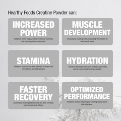 HEARTHY FOODS Creatine Monohydrate Micronized Powder 500G – 100 Servings, 5000mg