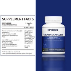 Creatine Monohydrate 60 Capsules – 1200 mg Per Serving