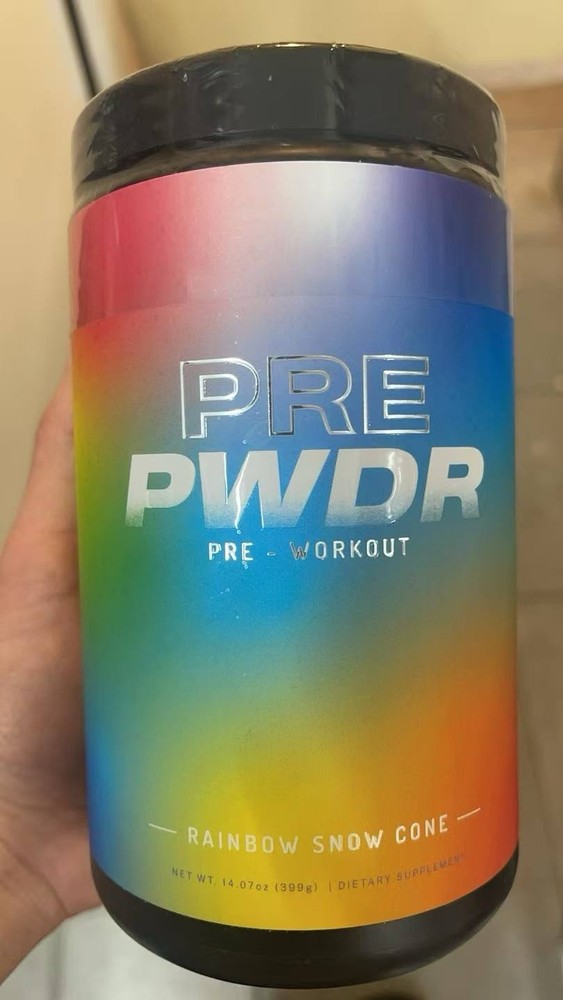 PWDR Pre-Workout Powder Rainbow Snow Cone 14.07 oz Gym & Training Unisex