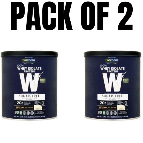 Biochem 100% Whey Isolate Protein – Sugar Free, Natural Flavor, 699 g Pack of 2