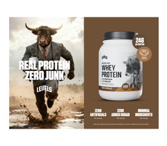 Levels Grass Fed Whey Protein Powder, No Artificials, 24G of Protein, Double Cho