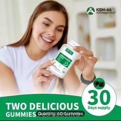Ashwaganda Ksm-66 Gummies 3 Bottle Pack 3 Months for Stress and Sleep 🫐 Flavor