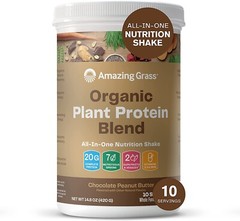 Amazing Grass Organic Plant Protein – NO SUGAR -10 Serv- Chocolate Peanut Butter