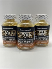 3x Happyummmm Creatine Monohydrate 90ct (270 Total) 5000MG, Pineapple, Exp 09/26