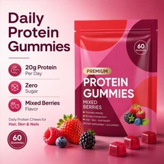 Oaka Protein Gummies 20G Protein Per Day Zero Sugar Mixed Berries Flavor Daily