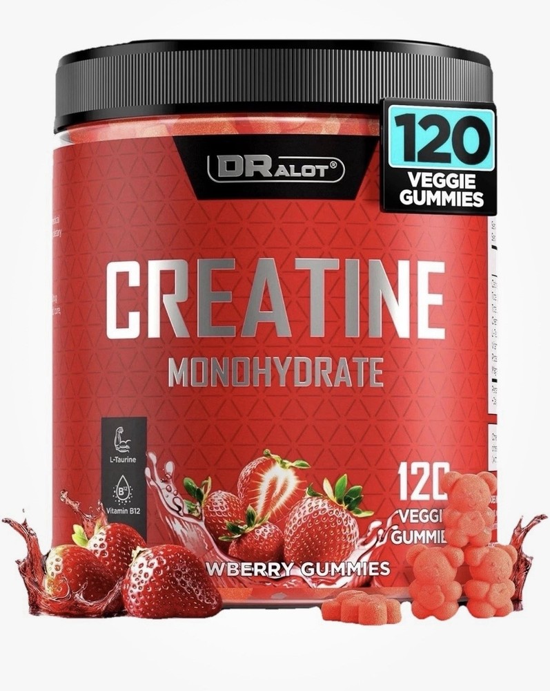 Dralot Creatine Monohydrate Gummies Hard To find Strawberry Flavor 120 Count