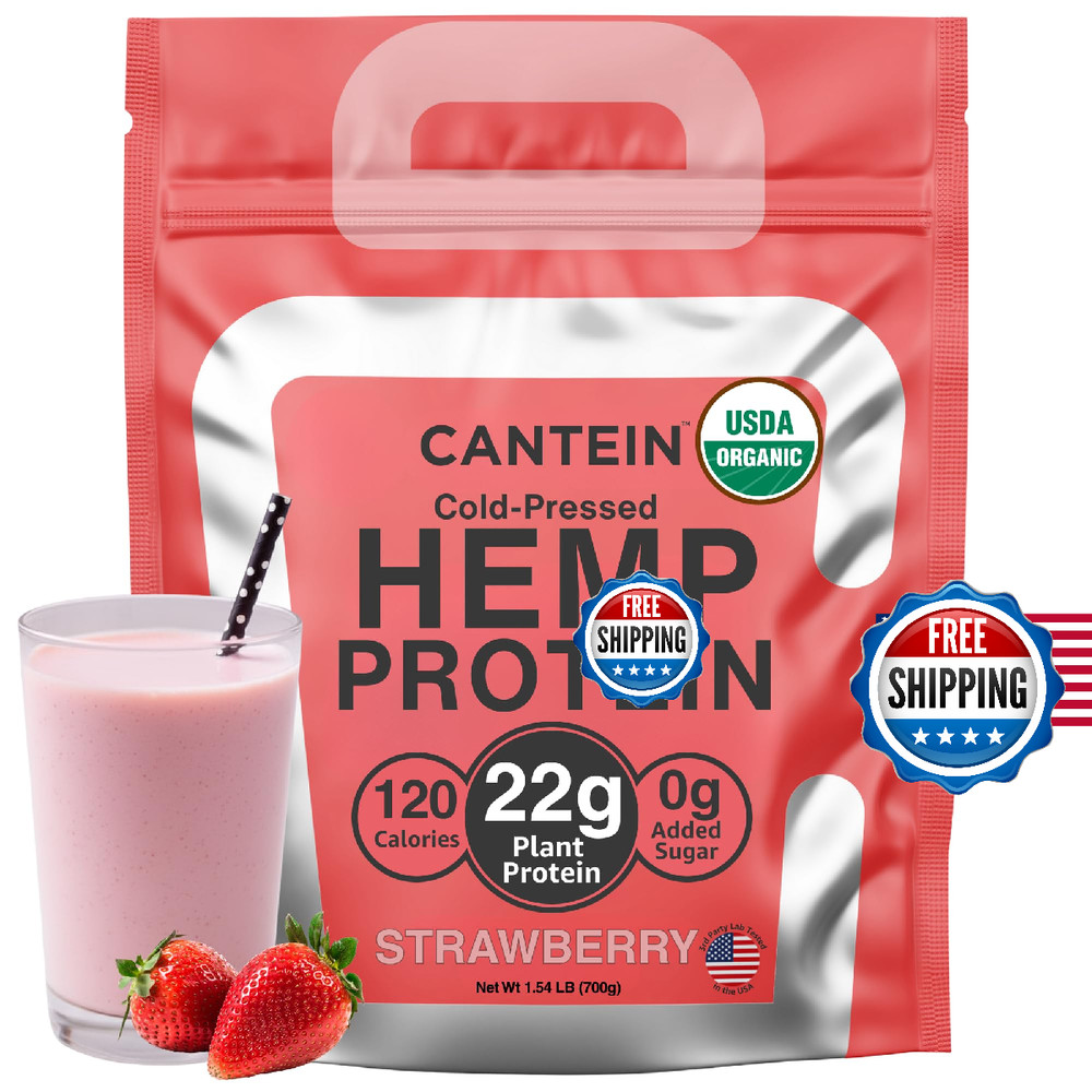Cantein Organic Plant Based Protein Powder – 100% Hemp Protein Vegan Shake Mix –