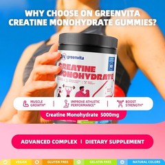 Creatine Monohydrate Gummies 5g, Pre-Workout Energy & Muscle Growth Support