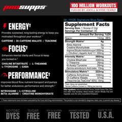 ProSupps Mr. Hyde Signature Pre-Workout Powder Blue Razz 14.7 oz