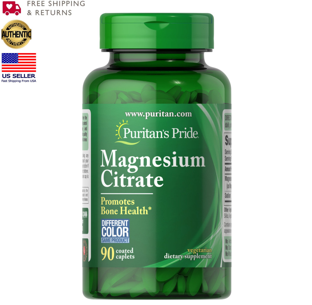 Puritan’s Pride Magnesium Citrate 400mg serving – 90 coated caplets | Exp 08/27