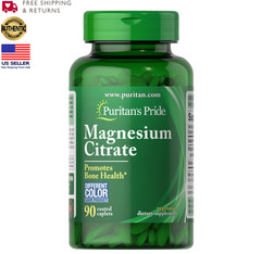 Puritan’s Pride Magnesium Citrate 400mg serving – 90 coated caplets | Exp 08/27