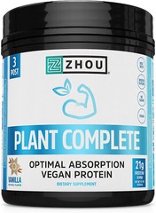 ZHOU NUTRITION Plant Complete Protein Powder – Vanilla – 19 oz