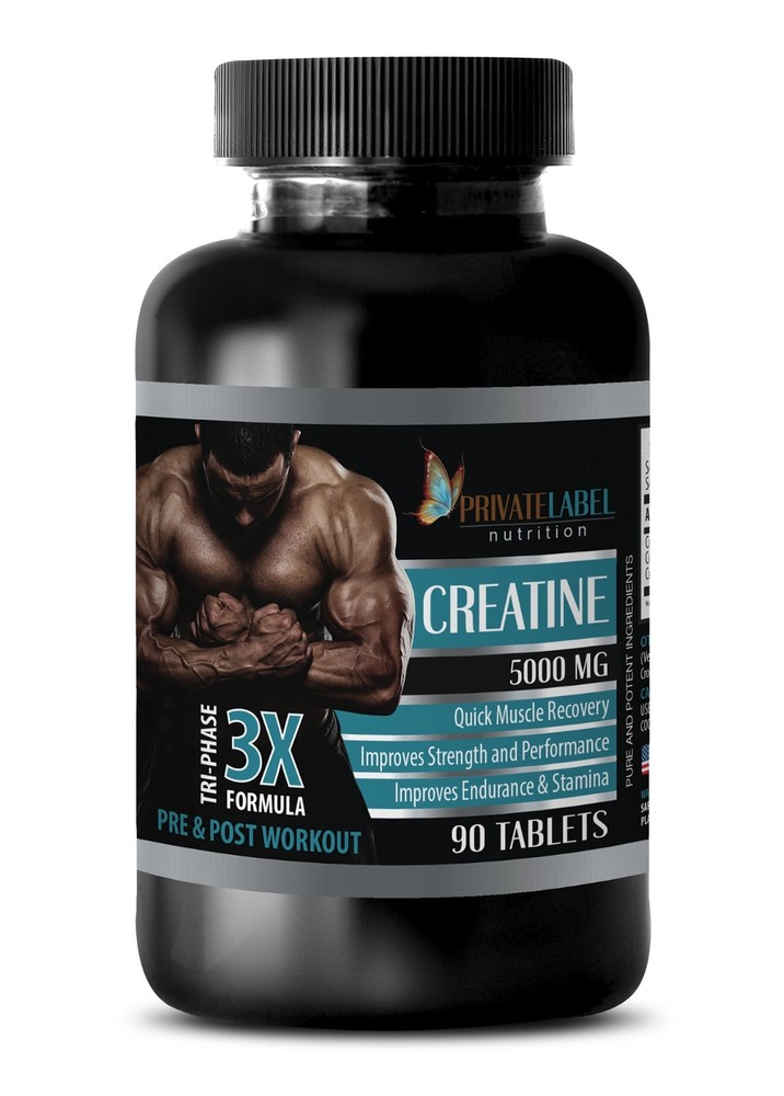 Creatine Powder 3X 5000mg Monohydrate Bodybuilding Supplements 90 Pills 1 Bottle