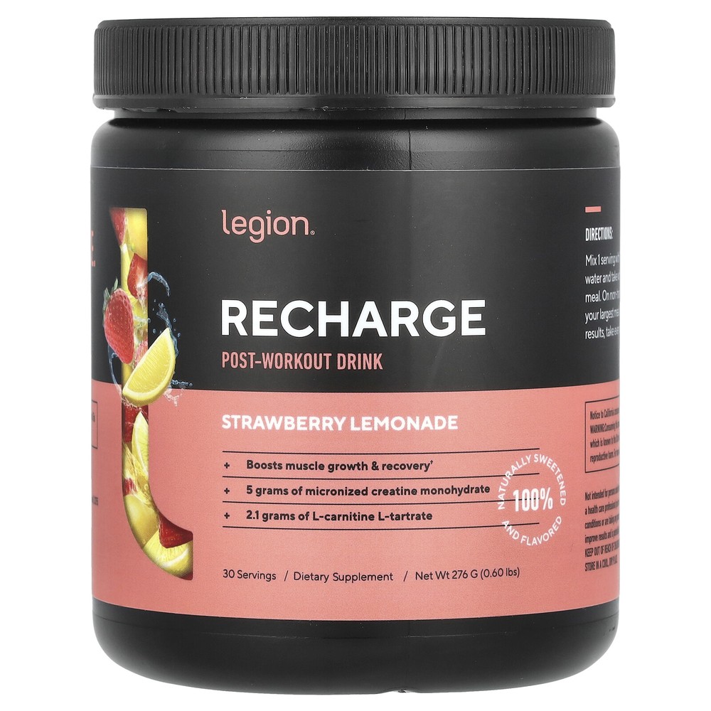 Recharge, Post-Workout Drink, Strawberry Lemonade, 0.6 lbs (276 g)