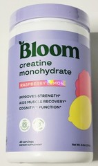 Bloom Nutrition Creatine Monohydrate Powder 9 Oz. Raspberry Lemon 40 Servings