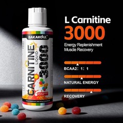 L-Carnitine Supplement Liquid 3000 mg with BCAA – Sour Gummy Flavor – 16 fl oz.
