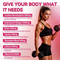 Creatine Gummies for Women with Collagen BCAA, Taurine, Electrolytes 120 gummies