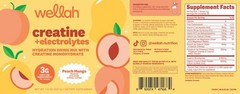 Wellah Creatine + Electrolytes Powder (Peach Mango) 30 Servings