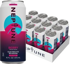 Neptune – Sugar Free, Electrolytes, Hydration Drink – Berry, 16oz (12 Cans)