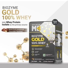 MuscleBlaze Biozyme Gold 100% Whey Protein Powder Sweetened Chocolate 5x35g