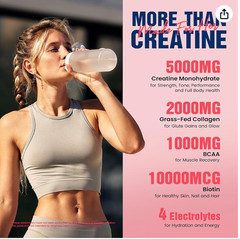 Creatine for Women, USP Grade Micronized Creatine Monohydrate Powder w/ Collagen