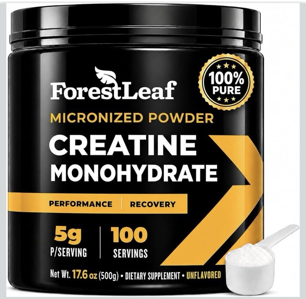 ForestLeaf Micronized Creatine Monohydrate Powder Muscle Growth Strength 100s