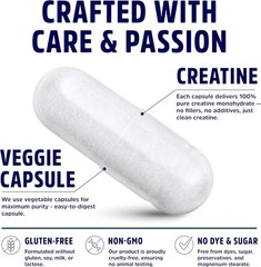 Creatine Monohydrate 5g Capsules 240 Count Vegan