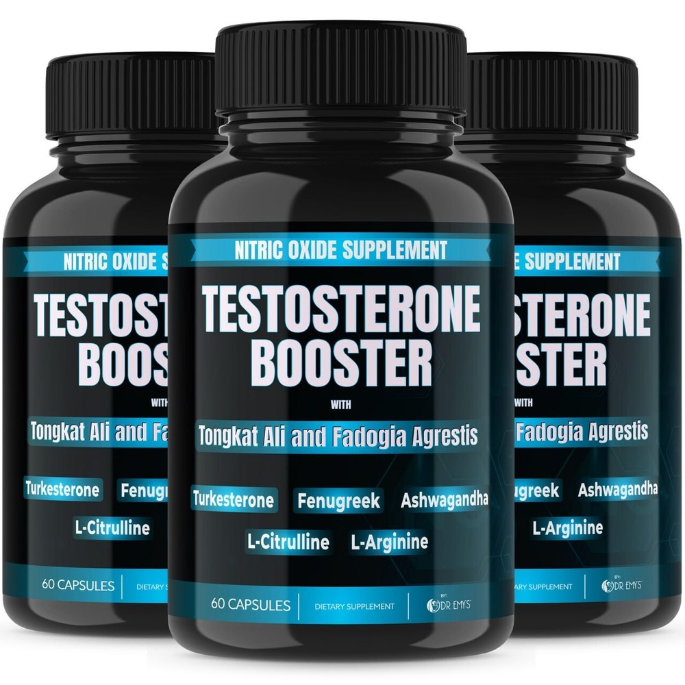 (3 Pack) Testosterone Supplement Booster Capsules Blood Flow Nitric Oxide