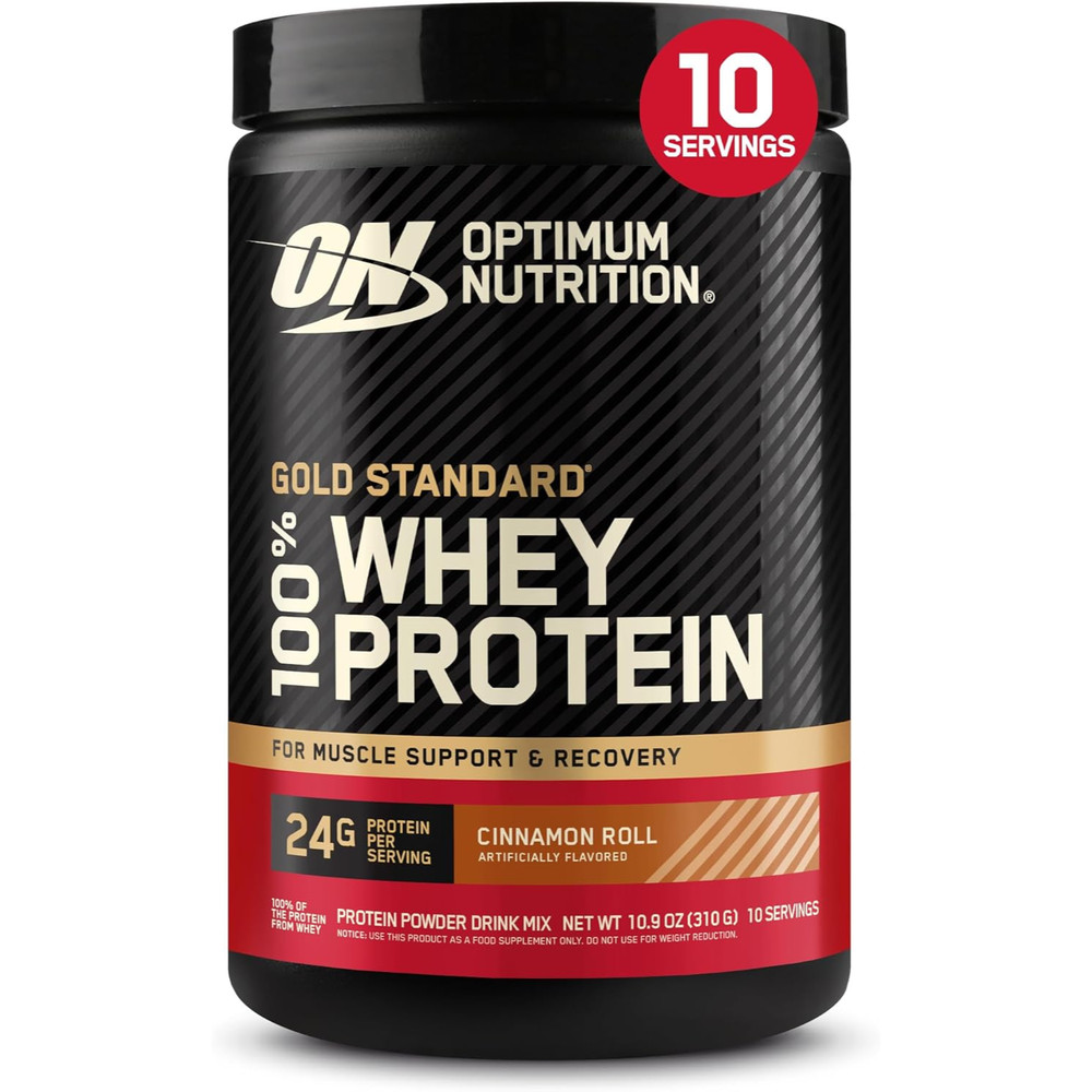 Optimum Nutrition Gold Standard 100% Whey Protein Powder, Cinnamon Roll, 0.68 Po