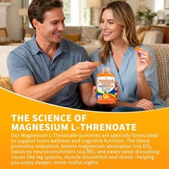 Magnesium L-threonate Gummies 1000mg for Kids & Adults, High Absorption