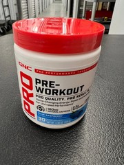 GNC Pro Pre-Workout Blue Raspberry 30 Servings Natural Caffeine 160mg Hydration