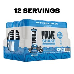 PRIME Shakes, Cookies & Cream, 32g Protein Shake for 11 Fl Oz (Pack of 12)