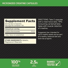Optimum Nutrition Micronized Creatine Monohydrate Capsules 200 Caps Exp 05/2028