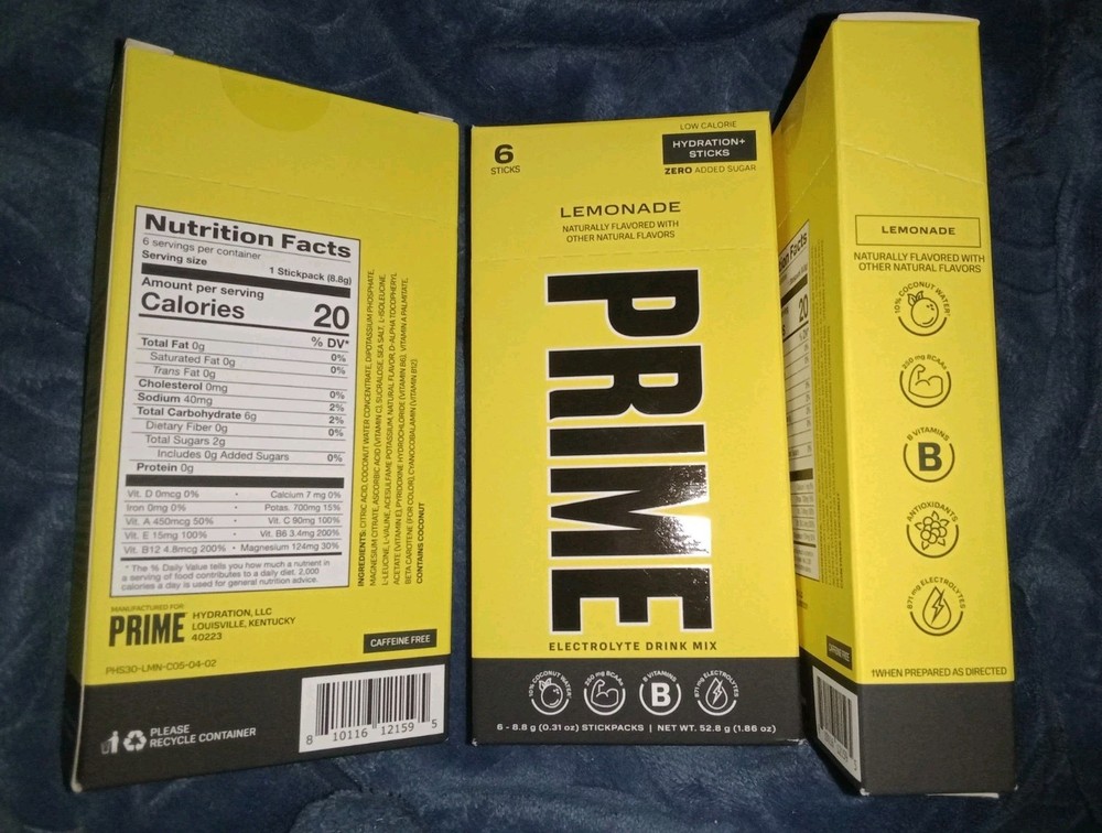Prime Lemonade – 3 Box Bundle, 18ct (Total) Best By: 1/2026
