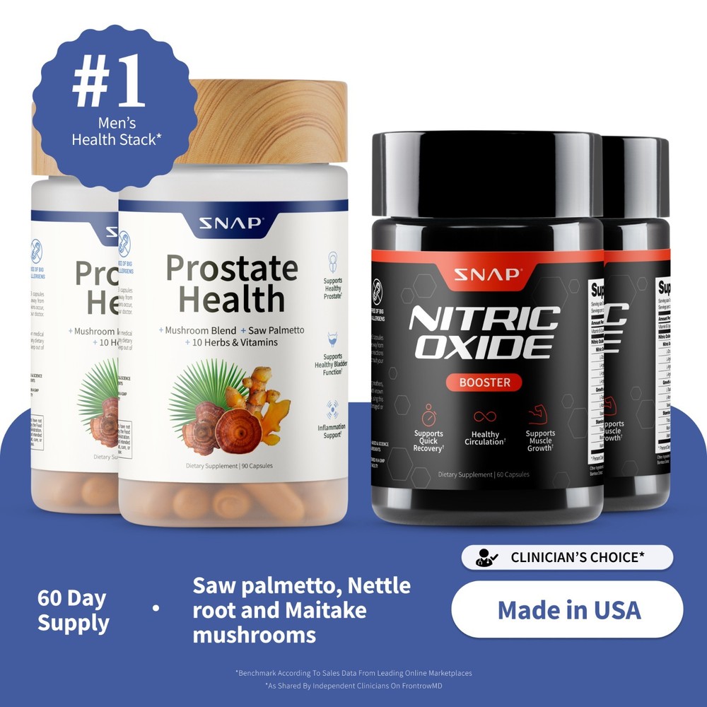 SNAP Prostate + Nitric Oxide Booster Saw Palmetto L-Arginine L-Citrulline 2 PACK